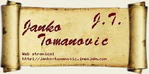 Janko Tomanović vizit kartica